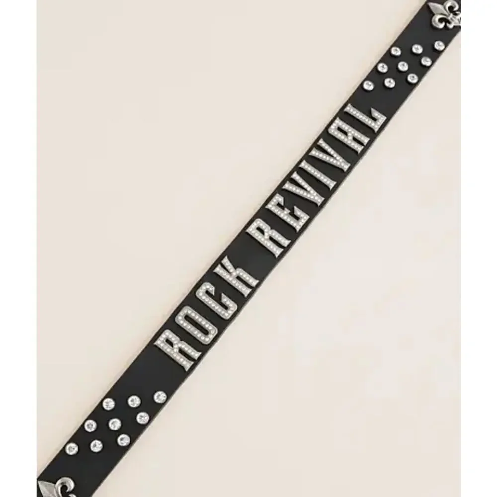 Rock Revival Glitz Black Leather Rhinestone Studded Belt XL NWOT